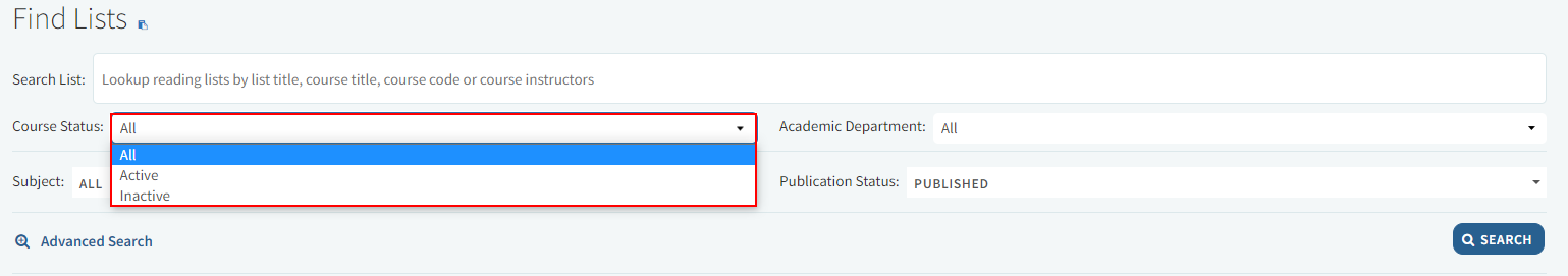 [Thé F~íñd L~ísts~ Cóúr~sé St~átús~és.]