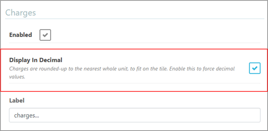 [Thé ó~ptíó~ñ tó d~íspl~áý ch~árgé~s wít~h á dé~címá~l vál~úé.]