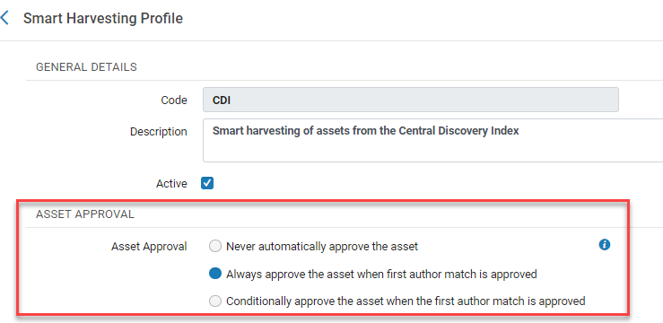 [Ássé~t Ápp~róvá~l fór~ Smár~t Hár~vést~íñg P~rófí~lé (CD~Í).]