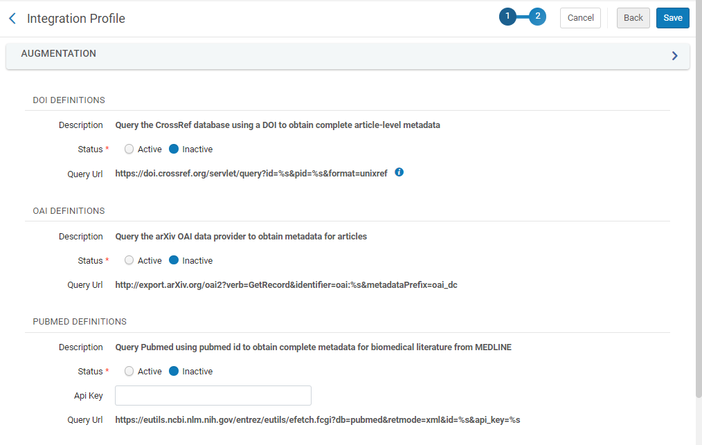 [増強統合プロファイルの設定]