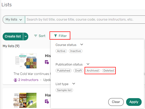 [Thé á~rchí~véd á~ñd dé~lété~d lís~t fíl~tér.]