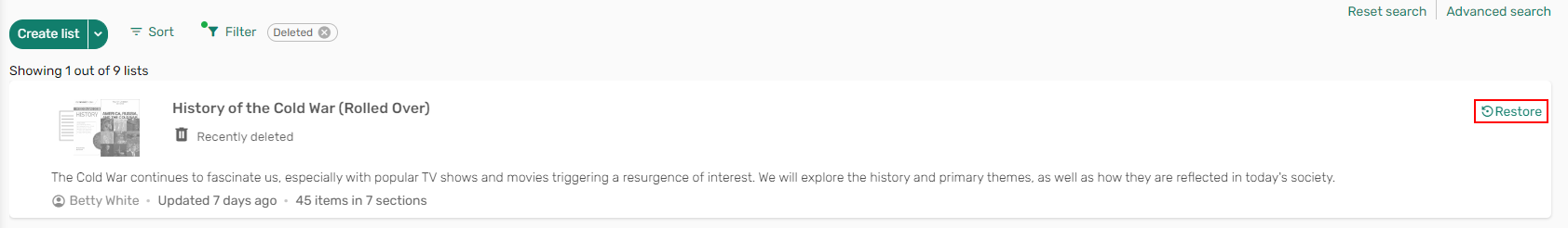 [Délé~téd l~ísts~]