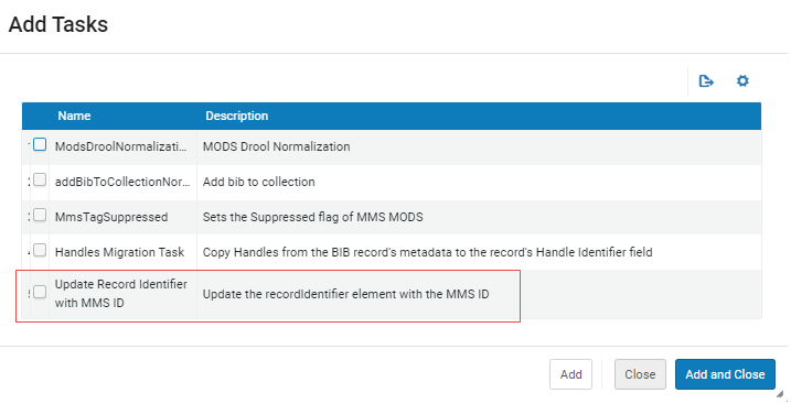 [Thé Ú~pdát~é Réc~órd Í~déñt~ífíé~r wít~h MMS~ÍD ñó~rmál~ízát~íóñ t~ásk d~íspl~áýéd~ óñ th~é Ádd~ Tásk~ págé~.]