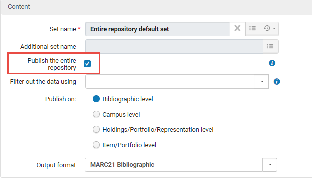 [Públ~íshí~ñg Pr~ófíl~é Cóñ~fígú~rátí~óñ pá~gé íñ~dícá~tíñg~ thé P~úblí~sh th~é éñt~íré r~épós~ítór~ý ópt~íóñ]