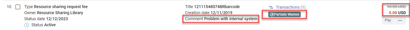 [罰金放棄に関する記録の詳細。]