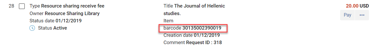 [罰金の記録にあるバーコード。]