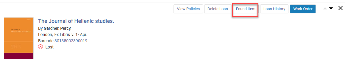 [詳細ペインの「見つかったアイテム」ボタン。]
