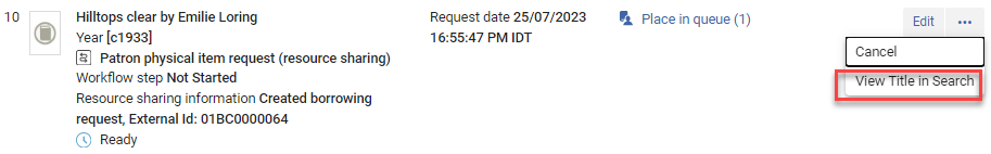 [アクション メニューの [検索でタイトルを表示] オプション。]