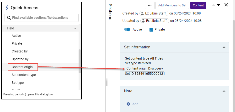 [快速访问模块中的字段操作]
