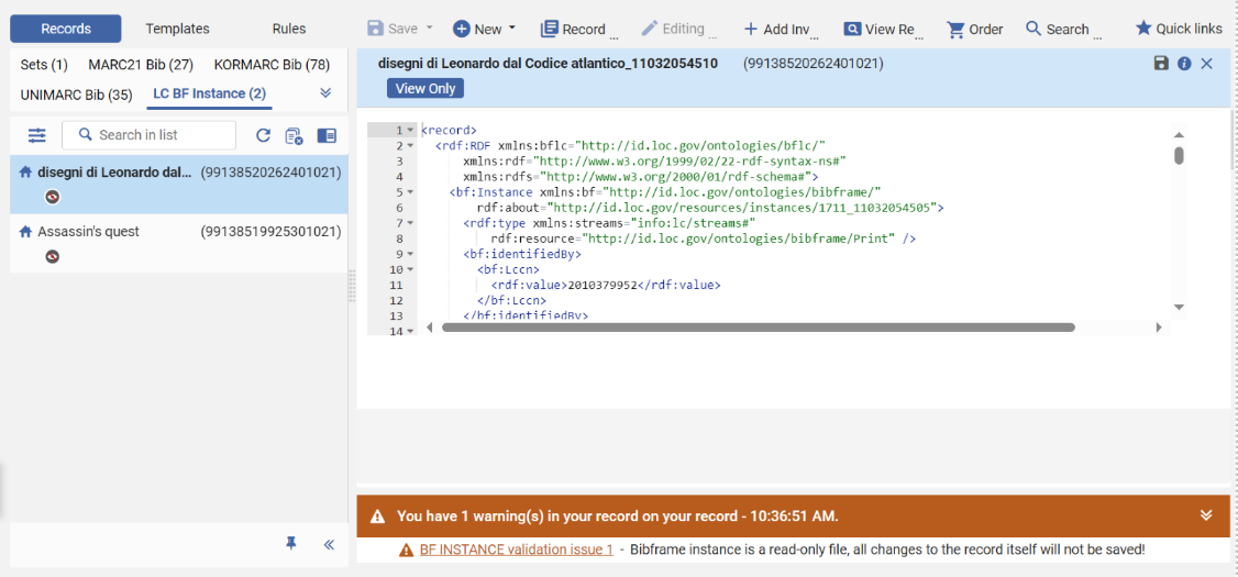 [MDÉ内のインスタンスのビュー。]