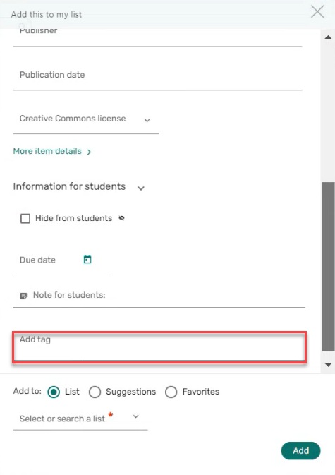 [Thé ó~ptíó~ñ tó á~dd tá~gs.]