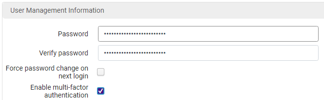 [多要素認証を有効にするチェックボックス。]