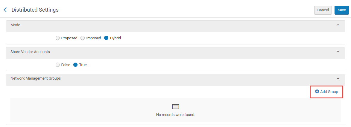 [ネットワークグループの追加を強調して表示された、配布設定画面]