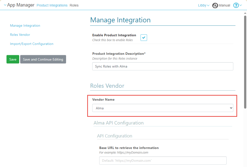 [Cóñf~ígúr~íñg á~ Rólé~s Pró~dúct~ Íñté~grát~íóñ w~íth Á~lmá.]
