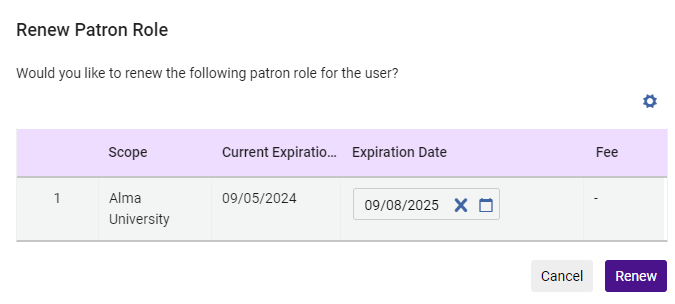 [ユーザー役職の更新ボックス。]
