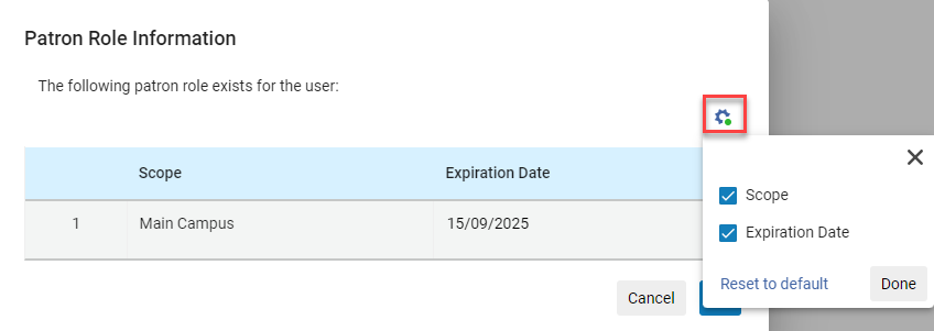 [範囲と有効期限を非表示または表示します。]