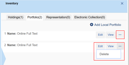 [元数据编辑器 - 删除馆藏部分中的资源库列表]