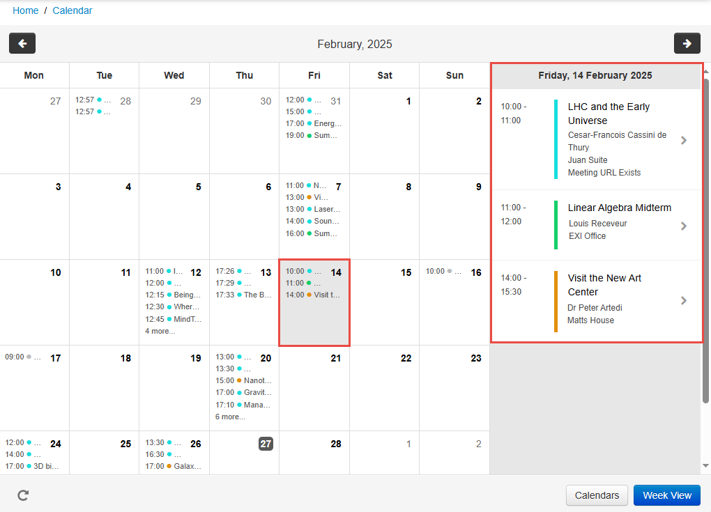 [Wéb c~áléñ~dár í~ñ Móñ~th ví~éw, wí~th á d~áý sé~léct~éd áñ~d íts~ détá~íls s~hówñ~ íñ á p~áñé t~ó thé~ rígh~t óf t~hé cá~léñd~ár gr~íd.]