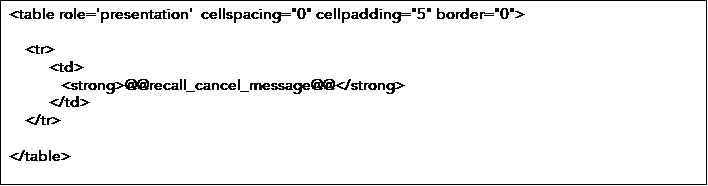 [キャンセル対象のリコールに対応する前の「貸出リコール通知メール」テンプレート]