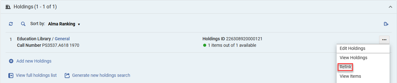 [馆藏部分的重新链接行操作。]