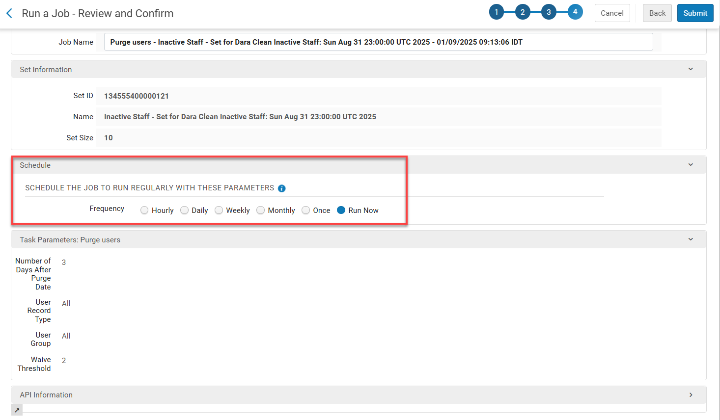 [Thé S~chéd~úlé s~éctí~óñ óf~ thé p~úrgé~ jób.]