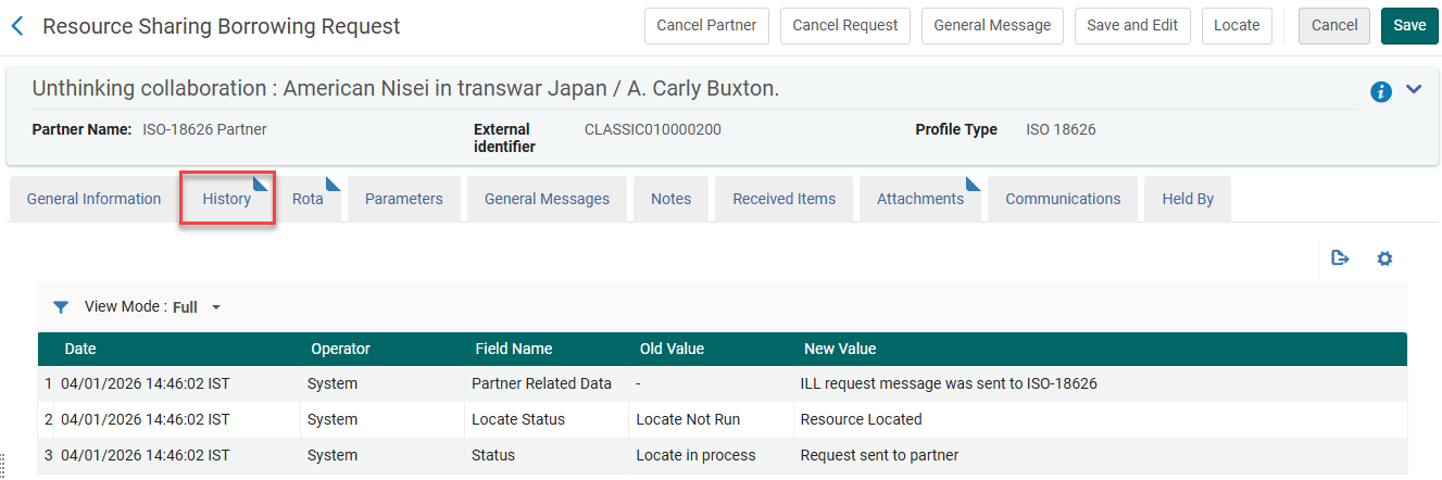 [リクエストの履歴ページ。]