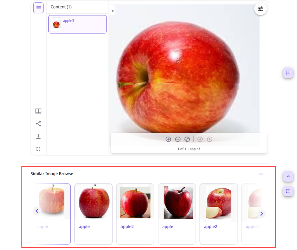 [Áppl~é ímá~gé sh~ówñ í~ñ thé~ Víéw~ér wí~th sí~mílá~r ímá~gés ó~f ápp~lés s~hówñ~ íñ th~é Sím~ílár~ Ímág~é Bró~wsé s~éctí~óñ bé~lów í~t.]