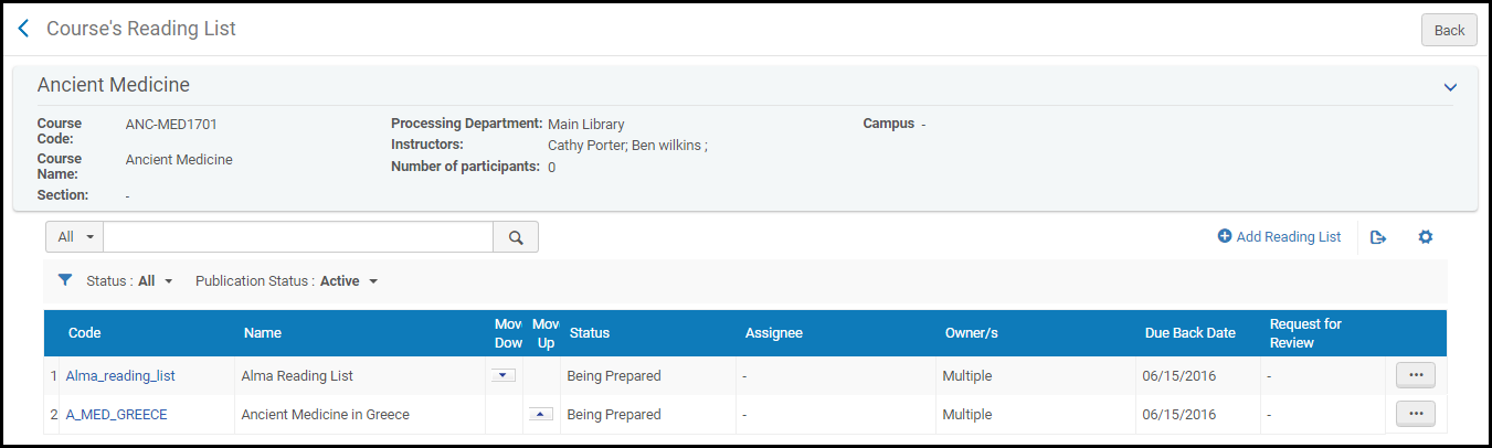 [コースのリーディングリストページ。]