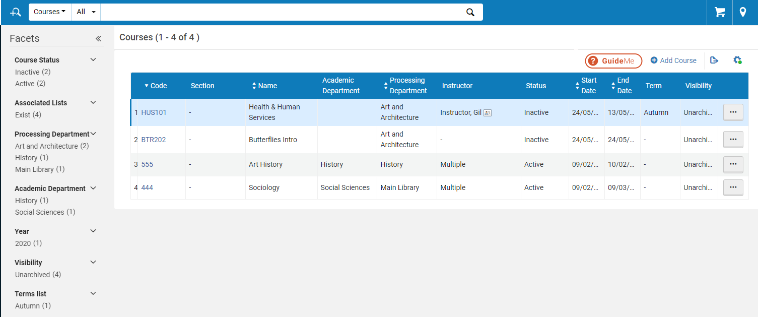 [充実コースにはコースの頁ファセットがあります。]